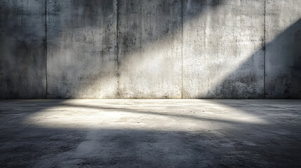 Close-up image of concrete wall and floor with shadow and plain gray texture
