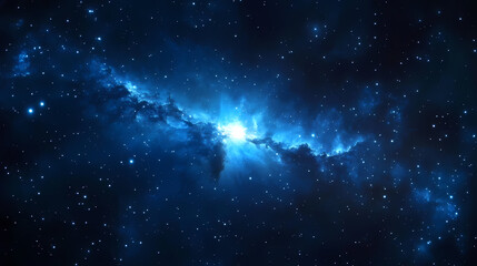 Obraz premium Mystical Deep Blue Nebula with Stars