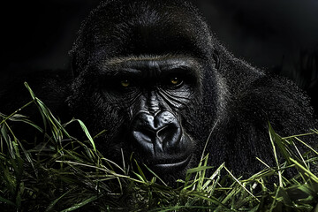 Obraz premium Gorilla in Grass Realistic Image