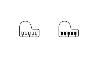 Playing Piano  icons set line and glyph vector icon