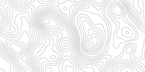 Abstract topography black and white stylized height contour seamless line pattern topographic map discovery area map design white background.