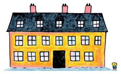 Fototapeta premium PNG Vintage building drawing sketch house.