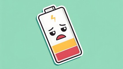 Funny low battery icon with sad face relatable