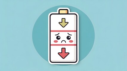 Funny low battery icon with sad face relatable
