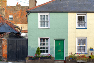 Colourful terraced houses in Southwold, a seaside town in the UK