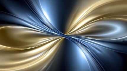 Elegant Fluid Swirls in Blue and Gold Tone Abstract Design