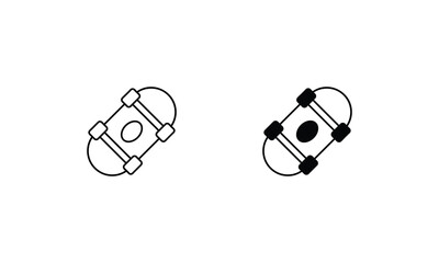 Skateboard icons set line and glyph vector icon