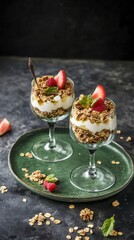 Layered Granola Parfait with Yogurt, Berries, and Honey: A Delicious and Healthy Breakfast