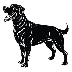 black labrador retriever silhouette. A clean black silhouette of a Rottweiler Dog Howling Pose isolated on a white background.