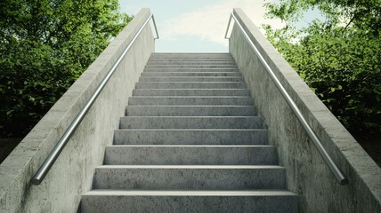 Concrete Staircase Outdoors Steps Leading Upwards Nature Background Urban Landscape