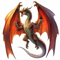 Majestic Red Dragon Fantasy Creature Mythical Beast with Fiery Wings Soaring