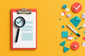 Review sequence of document icons organized presentation digital art bright environment top view document review emphasis