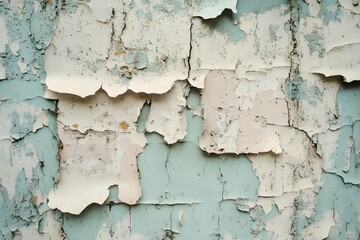 Obraz premium Realistic peeling paint texture, wall surface that tells an old story through layers of peeling paint
