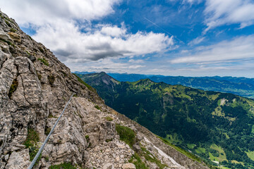 Obraz premium Breitenberg summit view from the via ferrata in the Allgau region of Bavaria near Bad Hindelang