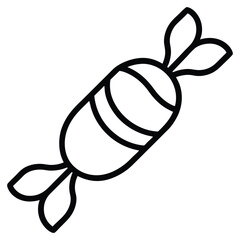 Wrapped candy sweet treat black line art vector illustration on white background