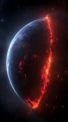 Fiery Planet Crack Digital Illustration
