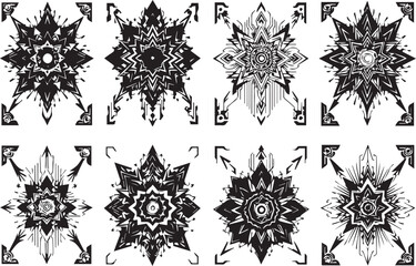 Set of elements for flat design, patterns, ornaments, mandalas. Hand drawn vector illustration