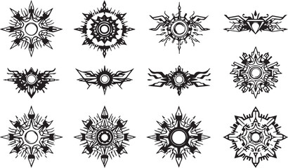 Set of elements for flat design, patterns, ornaments, mandalas. Hand drawn vector illustration