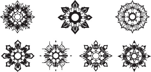 Set of elements for flat design, patterns, ornaments, mandalas. Hand drawn vector illustration