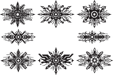 Set of elements for flat design, patterns, ornaments, mandalas. Hand drawn vector illustration