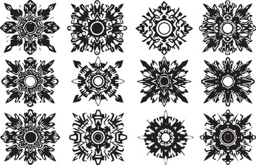Set of elements for flat design, patterns, ornaments, mandalas. Hand drawn vector illustration