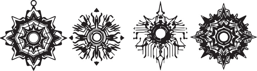 Set of elements for flat design, patterns, ornaments, mandalas. Hand drawn vector illustration