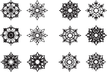 Set of elements for flat design, patterns, ornaments, mandalas. Hand drawn vector illustration