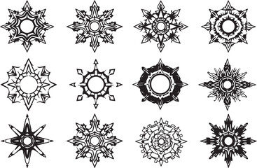 Set of elements for flat design, patterns, ornaments, mandalas. Hand drawn vector illustration
