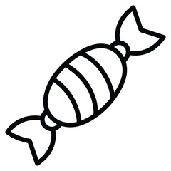 Wrapped candy sweet treat black line art vector illustration on white background