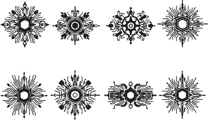 Set of elements for flat design, patterns, ornaments, mandalas. Hand drawn vector illustration