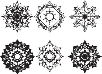 Set of elements for flat design, patterns, ornaments, mandalas. Hand drawn vector illustration