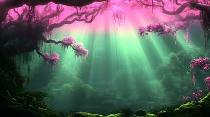 Fototapeta premium Enchanted Forest 3D Background