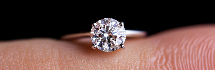 stunning diamond ring showcased on finger, highlighting its brilliance and elegance