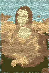 Mona lisa lady art portrait painting in mosaic mosaique vector pixel art portrait, Leonardo da Vinci's famous painting illustration