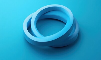 Intertwined light blue rings on blue background.