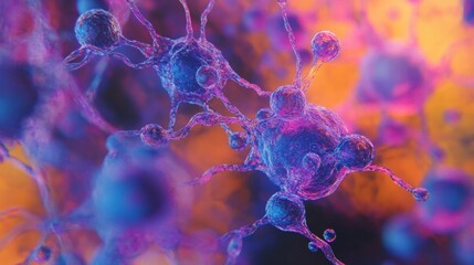 Obraz premium Microscopic Neuron Cell Network Neural Connections Brain Cells Abstract Science Background