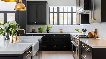 Sleek Dark Cabinets Enhance Space