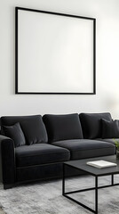 Modern Black Sofa 3D Render Living Room Illustration