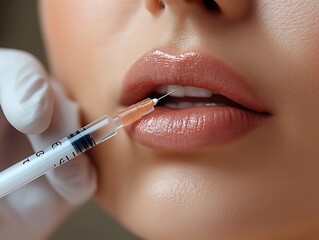 Woman receiving lip fillers