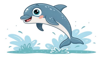 Obraz premium Smiling dolphin jumping out of the water cute