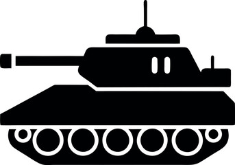Obraz premium Tank Black Silhouette Vector Art | High-Quality Minimalist Design Illustration with Bold Lines and Simple Shapes for Military, Combat, and Armored Vehicle Concept