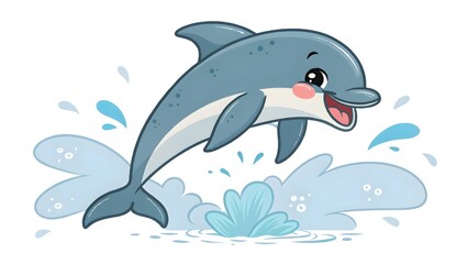 Fototapeta premium Smiling dolphin jumping out of the water cute