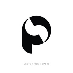Initial letter P yin yang shape logo