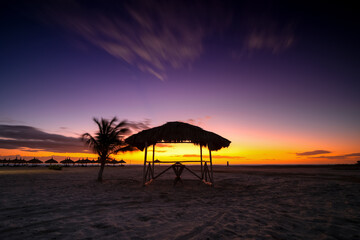 Beautiful view of the Caribbean sunset. Exotic vacation, Coche Island, Venezuela.