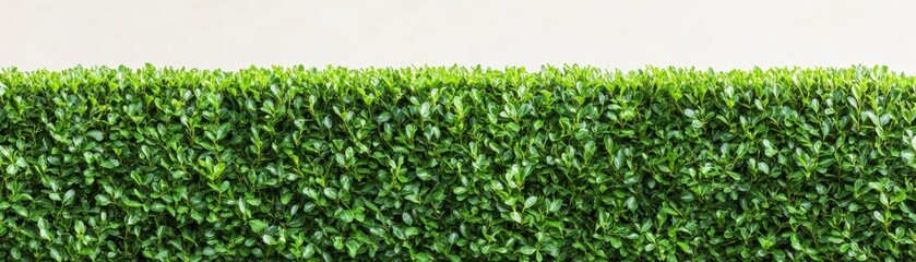 A vibrant green hedge against a neutral background, creating a fresh and natural ambiance in the image.