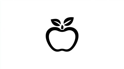 Fototapeta premium Apple Outline on White Simple, clean design for healthy lifestyle, nutrition logo use