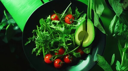 Vibrant Green Salad with Avocado and Cherry Tomatoes: A Healthy and Delicious Meal