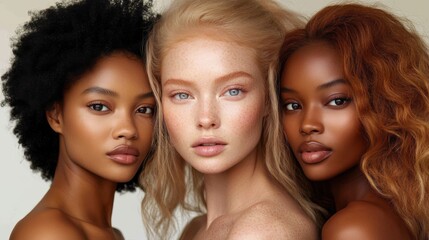 Obraz premium Diverse Group of Stunning Women with Natural Beauty and Glowing Skin