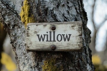 Fototapeta premium Close-Up Image of a Wooden Sign with the Word 