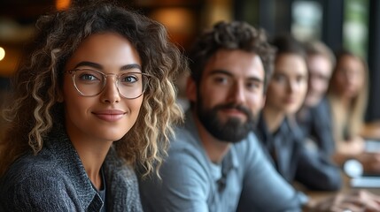 Obraz premium Cafe Group Portrait, Friendly Smiles, Casual Setting